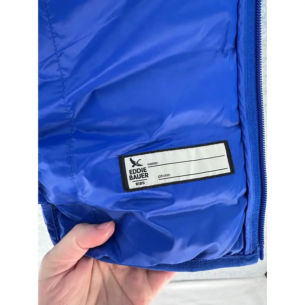 Eddie Bauer Youth XL Down Puffer Blue Zip Winter Coat Outdoors Hiking Comfort